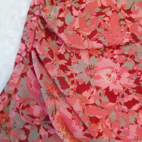 JH Collectibles Women's Large Nylon Mesh Stretch 3/4 Sleeves V-Neck Pink Gray - Picture 13 of 15